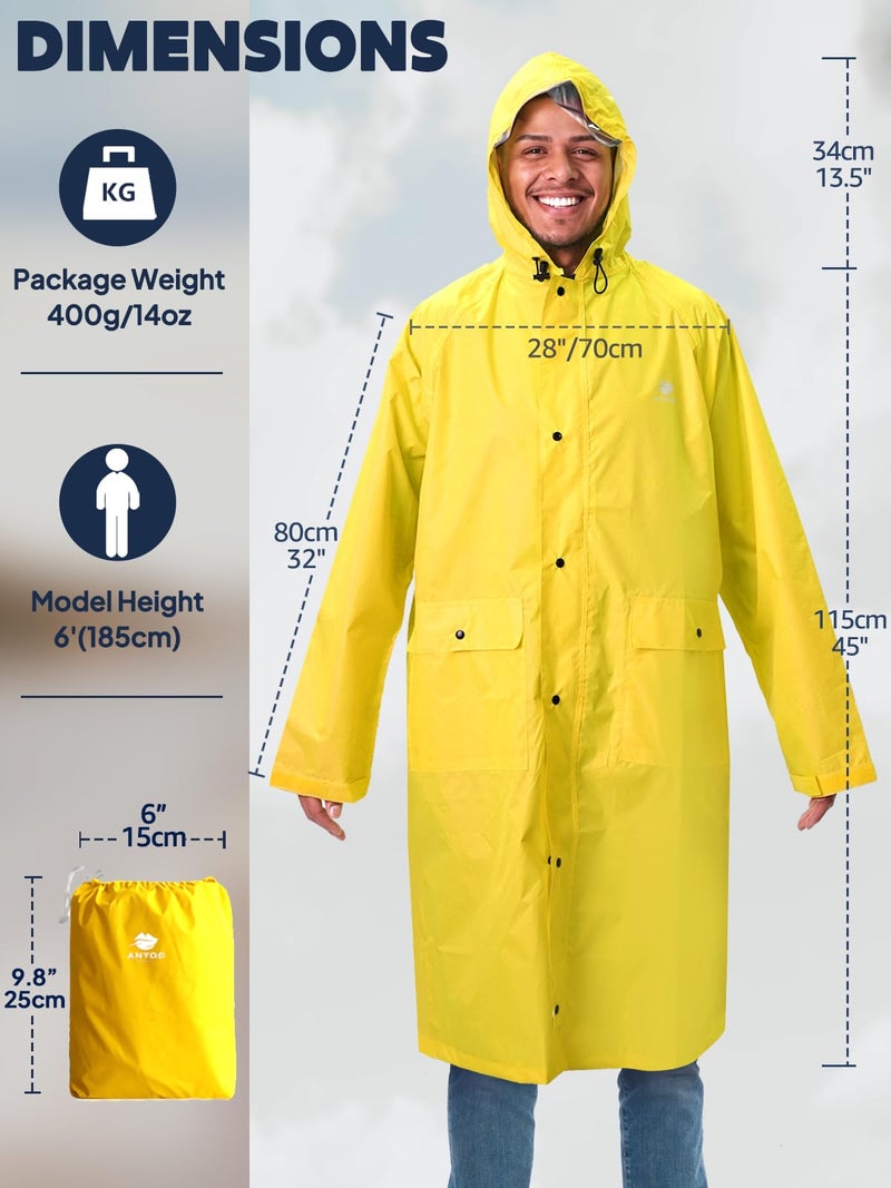 ANYOO Hood Rain Poncho Waterproof Lightweight Raincoat for Men Women Adult with Pocket for Hiking Camping Outdoor Activities - Image 3